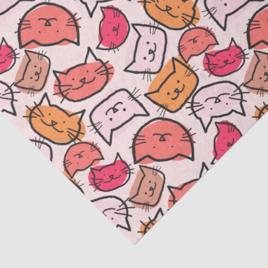 Schattigee pastel, hete roze en Oranje handgeteken Tissuepapier (Detail)