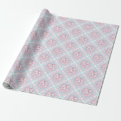 Schattigee Pastel Kawaii Bunny Dot Mandala Diamond Cadeaupapier (Uitgerold)
