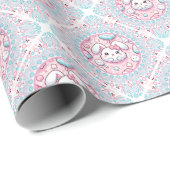 Schattigee Pastel Kawaii Bunny Dot Mandala Diamond Cadeaupapier (Rol Hoek)