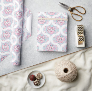 Schattigee Pastel Kawaii Bunny Dot Mandala Retro O Cadeaupapier