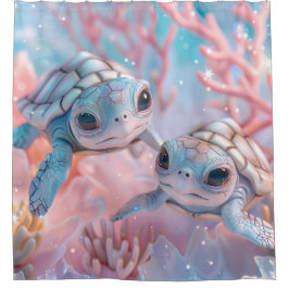 Schattigee pastel kawaii schildpadden douchegordij douchegordijn