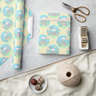 Schattigee pastel kawaii tuin polka stippen cadeaupapier