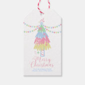 Schattigee Pastel Kerstboom Vrolijk Kerstfeest Cadeaulabel (Voorkant)