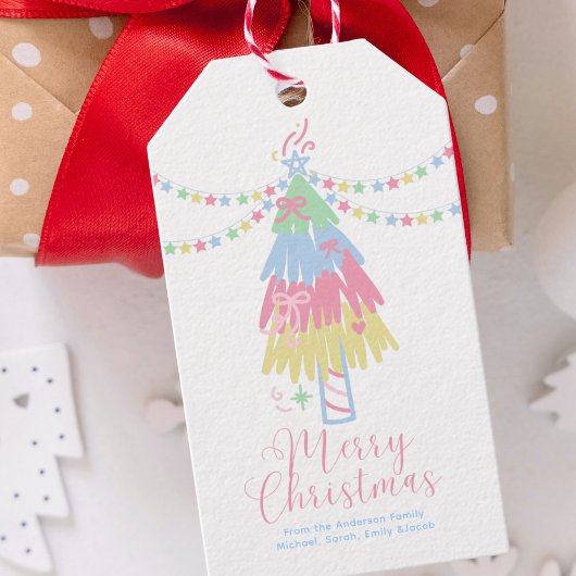 Schattigee Pastel Kerstboom Vrolijk Kerstfeest Cadeaulabel