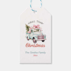 Schattigee Pastel Kerstmis Auto Cadeaulabel