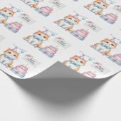 Schattigee Pastel Kitten Verjaardagstaart - Verjaa Cadeaupapier (Hoek)