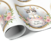 Schattigee Pastel Kitten Verjaardagstaart - Verjaa Cadeaupapier (Rol Hoek)