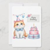 Schattigee Pastel Kitten Verjaardagstaart - Verjaa Feestdagenkaart (Voorkant)