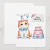 Schattigee Pastel Kitten Verjaardagstaart - Verjaa Feestdagenkaart (Voorkant / Achterkant)