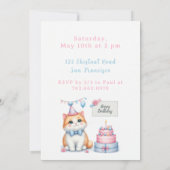 Schattigee Pastel Kitten Verjaardagstaart - Verjaa Kaart (Achterkant)