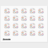 Schattigee Pastel Kitten Verjaardagstaart - Verjaa Ronde Sticker (Vel)