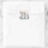 Schattigee Pastel Kitten Verjaardagstaart - Verjaa Ronde Sticker (Tas)