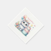 Schattigee Pastel Kitten Verjaardagstaart - Verjaa Servet (Hoek)