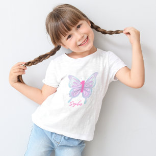 Schattigee pastel kleur vlinder verjaardag kinder shirts
