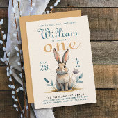 Schattigee Pastel Kleuren Bunny Eerste Verjaardag Kaart