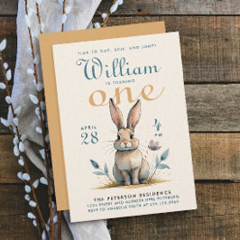 Schattigee Pastel Kleuren Bunny Eerste Verjaardag  Kaart