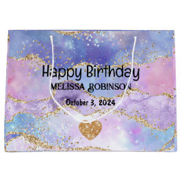 Schattigee Pastel Kleuren Gouden Glitter Verjaarda Groot Cadeauzakje