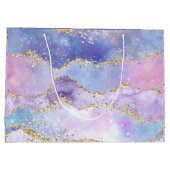 Schattigee Pastel Kleuren Gouden Glitter Verjaarda Groot Cadeauzakje (Achterkant)
