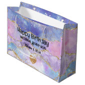 Schattigee Pastel Kleuren Gouden Glitter Verjaarda Groot Cadeauzakje (Voorkant Gekanteld)