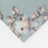 Schattigee Pastel Koe in Overalls met Bloemen Fleece Deken (Hoek)