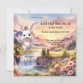Schattigee pastel konijn eierjacht paasbrunch kaart (Voorkant)