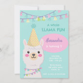 Schattigee pastel lama feestuitnodiging kaart (Voorkant)