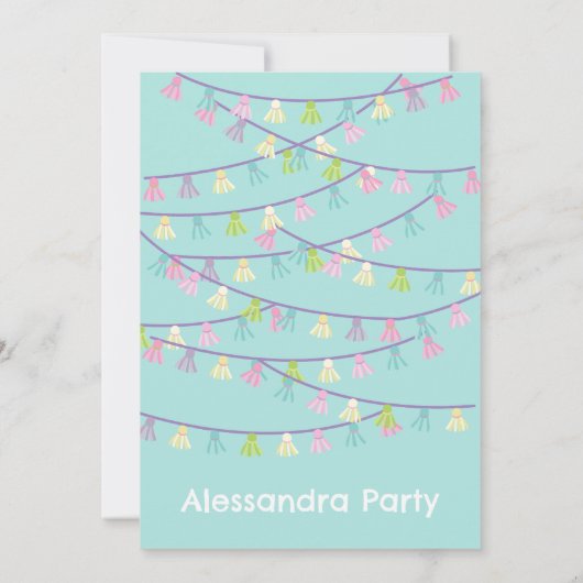 Schattigee pastel lama feestuitnodiging kaart (Achterkant)