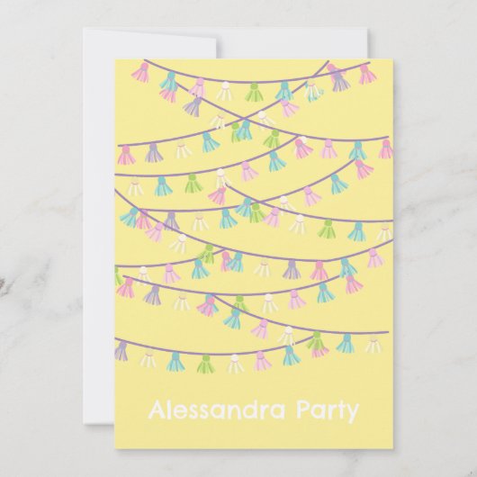 Schattigee pastel lama feestuitnodiging kaart (Achterkant)