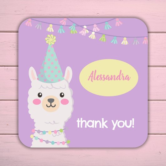 Schattigee pastel lama feestuitnodiging vierkante sticker