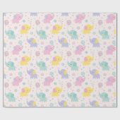 Schattigee Pastel Little Elephants roze lila munt Cadeaupapier (Vlak)