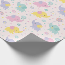 Schattigee Pastel Little Elephants roze lila munt