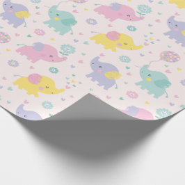 Schattigee Pastel Little Elephants roze lila munt Cadeaupapier