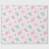 Schattigee pastel Little Elephants roze lila munt Cadeaupapier (Vlak)
