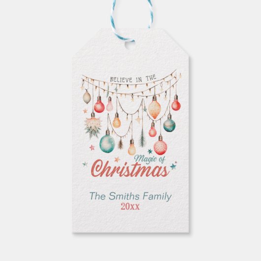 Schattigee Pastel Magic van Kerstmis Cadeaulabel (Achterkant)