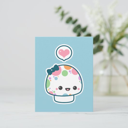 Schattigee Pastel Mushroom Verjaardagsfeestje Uitn Kaart (Staand voorkant)