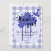 Schattigee pastel Navy Gingham Baby shower Bedankkaart (Voorkant)