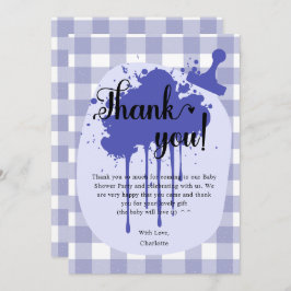 Schattigee pastel Navy Gingham Baby shower Bedankkaart
