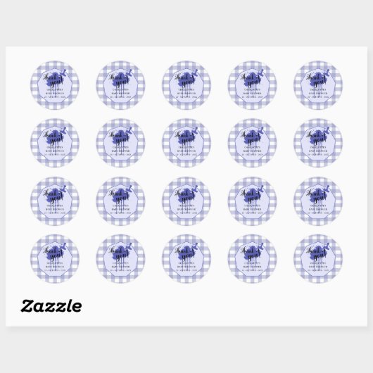Schattigee pastel Navy Gingham Baby shower Ronde Sticker (Vel)