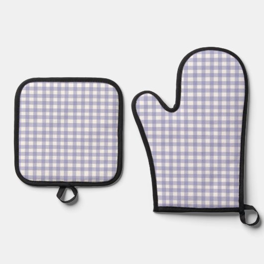 Schattigee pastel Navy Gingham Ovenwant & Pannenlap Set (Voorkant)