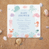 Schattigee Pastel Ocean Friends Blauw Baby shower Kaart
