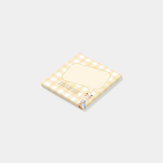 Schattigee Pastel Oranje Gingham Denken Cloud Post-it® Notes (Schuin)