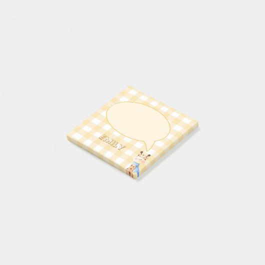Schattigee Pastel Oranje Gingham Pattern Post-It N Post-it® Notes (Schuin)