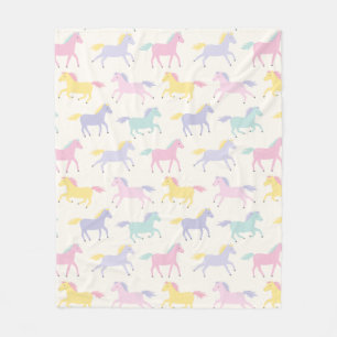 Schattigee Pastel Paarden op crème Fleece Deken