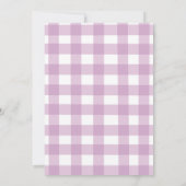 Schattigee Pastel Paarse Gingham Baby shower Bedankkaart (Achterkant)