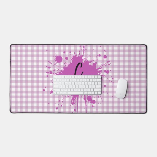 Schattigee Pastel Paarse Gingham Pattern Desk Mat (Keyboard & Muis)
