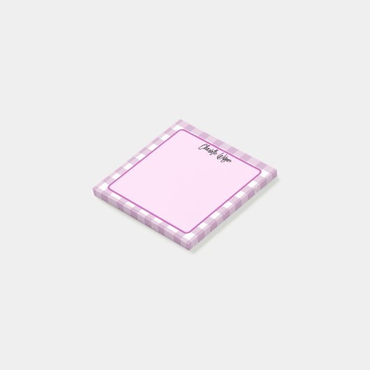 Schattigee Pastel Paarse Gingham Pattern Notes (Schuin)