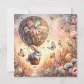 Schattigee pastel paashaas ei heteluchtballon feestdagenkaart (Voorkant)