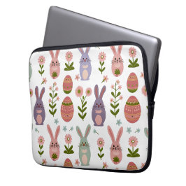 Schattigee Pastel Paashaas en Egg Naadloos Patroon Laptop Sleeve