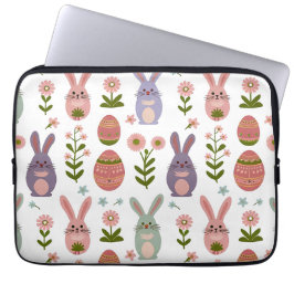 Schattigee Pastel Paashaas en Egg Naadloos Patroon Laptop Sleeve