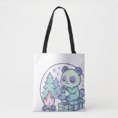 Schattigee Pastel Panda bij het kampvuur met gesch Tote Bag (Voorkant)